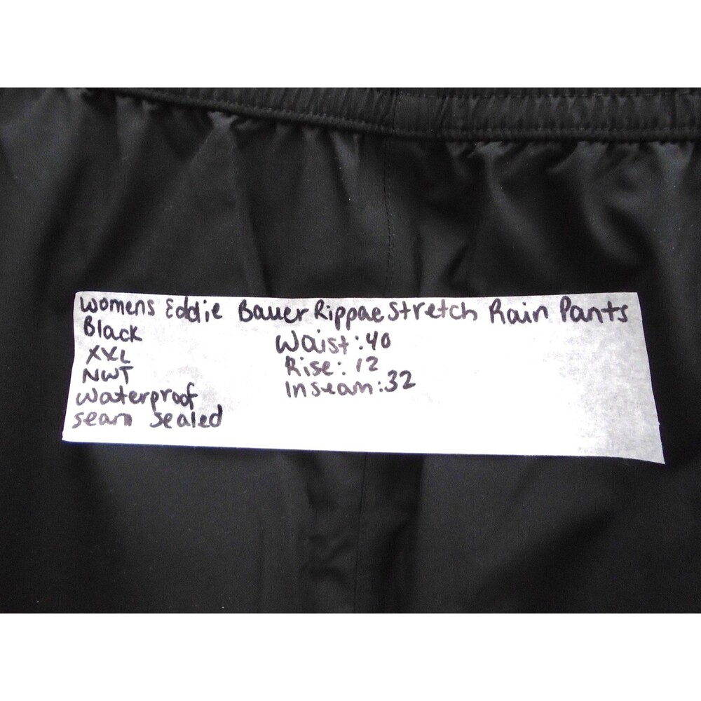 EDDIE BAUER WeatherEdge Women's XXL RipPac Snow Rain Pants Black Waterproof - Picture 4 of 11
